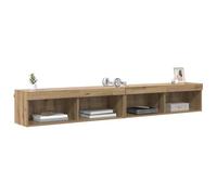 vidaXL 2 Shelf Artisan Oak Wall Mounted Wide TV Cabinet with LED Light 2 Pack - Size: 30 x 100 x 30cm - Brown - Wilko