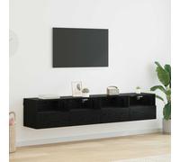vidaXL 2 Door 2 Shelf Black Oak Wide Wall Mounted TV Unit Set of 2 - Size: 90 x 44 x 30cm - Wilko