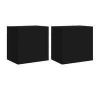 vidaXL TV Wall Cabinets Wall Mounted TV Units 2 pcs Black Engineered Wood