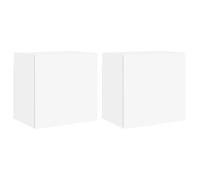 vidaXL TV Wall Cabinets Wall Mounted TV Units 2 pcs White Engineered Wood