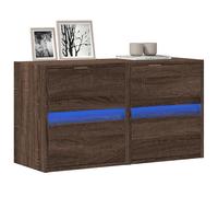 vidaXL TV Wall Cabinets with LED Lights 2 pcs Brown Oak 41x31x45 cm