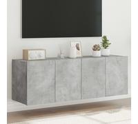 vidaXL TV Wall Cabinets with LED Lights Floating TV Unit 2 pcs Concrete Grey