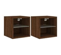 vidaXL TV Wall Cabinets with LED Lights 2 pcs, Floating TV Unit for Living Room