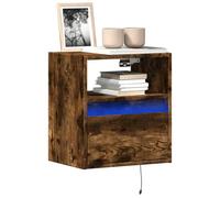 vidaXL TV Wall Cabinets with LED Lights 2 pcs Smoked Oak 41x31x45 cm