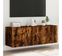 vidaXL TV Wall Cabinets with LED Lights 2 pcs Smoked Oak 60x35x41 cm
