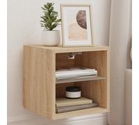 vidaXL TV Wall Cabinets with LED Lights Floating TV Unit 2 pcs Sonoma Oak