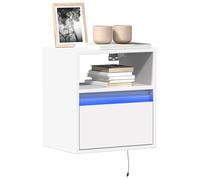 vidaXL TV Wall Cabinets with LED Lights Floating Cabinet TV Unit 2 pcs White