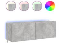 vidaXL TV Wall Cabinets with LED Lights Floating TV Unit 2 pcs Concrete Grey