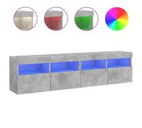 vidaXL TV Wall Cabinets with LED Lights Floating TV Unit 2 pcs Concrete Grey