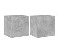 vidaXL TV Wall Cabinets with LED Lights Floating TV Unit 2 pcs Concrete Grey