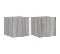 vidaXL TV Wall Cabinets with LED Lights Floating TV Unit 2 pcs Grey Sonoma