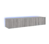 vidaXL TV Wall Cabinets with LED Lights Floating TV Unit 2 pcs Grey Sonoma