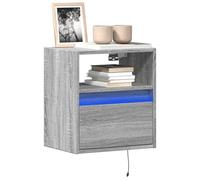 vidaXL TV Wall Cabinets with LED Lights Floating TV Unit 2 pcs Grey Sonoma