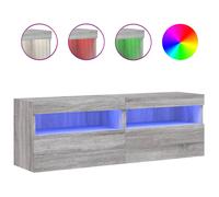 vidaXL TV Wall Cabinets with LED Lights Floating TV Unit 2 pcs Grey Sonoma