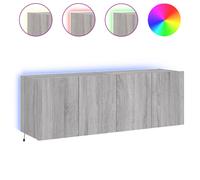 vidaXL TV Wall Cabinets with LED Lights Floating TV Unit 2 pcs Grey Sonoma