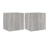 vidaXL TV Wall Cabinets with LED Lights Floating TV Unit 2 pcs Grey Sonoma
