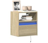 vidaXL TV Wall Cabinets with LED Lights Floating TV Unit 2 pcs Sonoma Oak