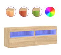vidaXL TV Wall Cabinets with LED Lights 2 pcs Sonoma Oak 60x30x40 cm, Brown