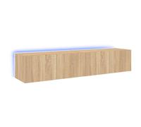 vidaXL TV Wall Cabinets with LED Lights Floating TV Unit 2 pcs Sonoma Oak