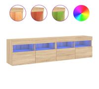 vidaXL TV Wall Cabinets with LED Lights Floating TV Unit 2 pcs Sonoma Oak