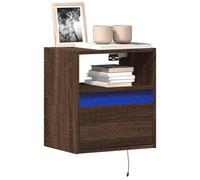 vidaXL TV Wall Cabinets with LED Lights Floating TV Wall Unit 2 pcs Brown Oak