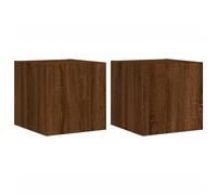 vidaXL TV Wall Cabinets with LED Lights Wall Mounted TV Units 2 pcs Brown Oak
