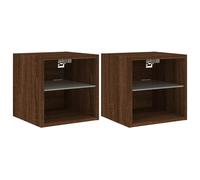 vidaXL TV Wall Cabinets with LED Lights 2 pcs Brown Oak 30x28.5x30 cm, Brown