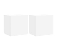 vidaXL TV Wall Cabinets with LED Lights Wall Mounted TV Units 2 pcs White