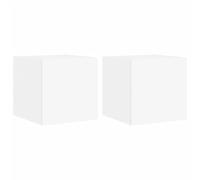 vidaXL TV Wall Cabinets with LED Lights Wall Mounted TV Units 2 pcs White