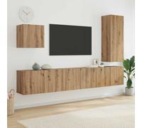 vidaXL TV Wall Unit Wall-mounted 5 pcs Artisan Oak Engineered Wood, Living Room, Modern Entertainment Center, Wall-Mounted Unit, Rectangular Media Storage, Organizational Furniture Solution