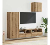 vidaXL 4 Door Artisan Oak Wall Mounted TV Unit - Size: 102 x 40.5 x 30cm - Brown - Wilko