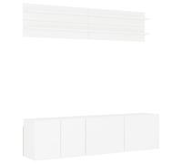 vidaXL TV Wall Units 6 Piece Floating TV Unit Cabinet White Engineered Wood