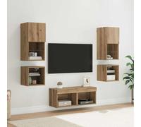 vidaXL TV Wall Units 8 pcs Artisan Oak Engineered Wood, Brown