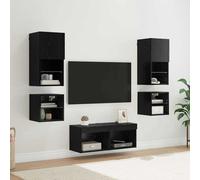vidaXL TV Wall Units 8 pcs Black Oak Engineered Wood