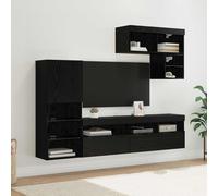 vidaXL TV Wall Units Wall-mounted 6 pcs Black Oak Engineered Wood