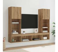 TV Wall Units 5 Piece with LED Floating TV Wall Unit Engineered Wood vidaXL