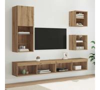 vidaXL TV Wall Units with LED 5 pcs Artisan Oak Engineered Wood