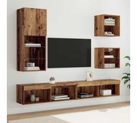 vidaXL TV Wall Units with LED 5 pcs Old Wood Engineered Wood