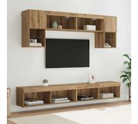 vidaXL TV Wall Units with LED 6 pcs Artisan Oak Engineered Wood