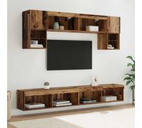 vidaXL TV Wall Units with LED 6 pcs Old Wood Engineered Wood