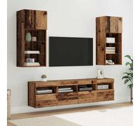 vidaXL TV Wall Units with LED 5 pcs Old Wood Engineered Wood - Brown, Brown