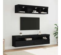 vidaXL TV Wall Units with LED with LED 5 pcs Black Oak 80 x 30 x 40 cm