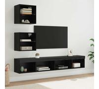 vidaXL TV Wall Units with LED with LED 5 pcs Black Oak Engineered Wood