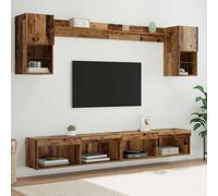vidaXL TV Wall Units with LED with LED 6 pcs Old Wood Engineered Wood