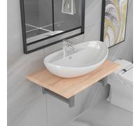 vidaXL Two Piece Bathroom Furniture Set Ceramic Oak