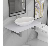 vidaXL Two Piece Bathroom Furniture Set Ceramic White, White