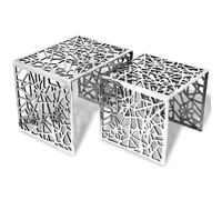 vidaXL Two Piece Side Console End Small Coffee Tables Square Aluminium Silver vi