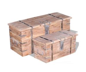 Vidaxl Two Piece Storage Chest Set Acacia Wood