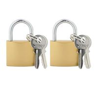 vidaXL U Lock with Keys, 2 Pieces, Brass Iron, Modern, Durable, Weatherproof U Lock, Storage and Security Accessories, Rust and Corrosion Resistant Key