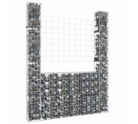 vidaXL U-shape Gabion Basket with 2 Posts Iron 140x20x200 cm